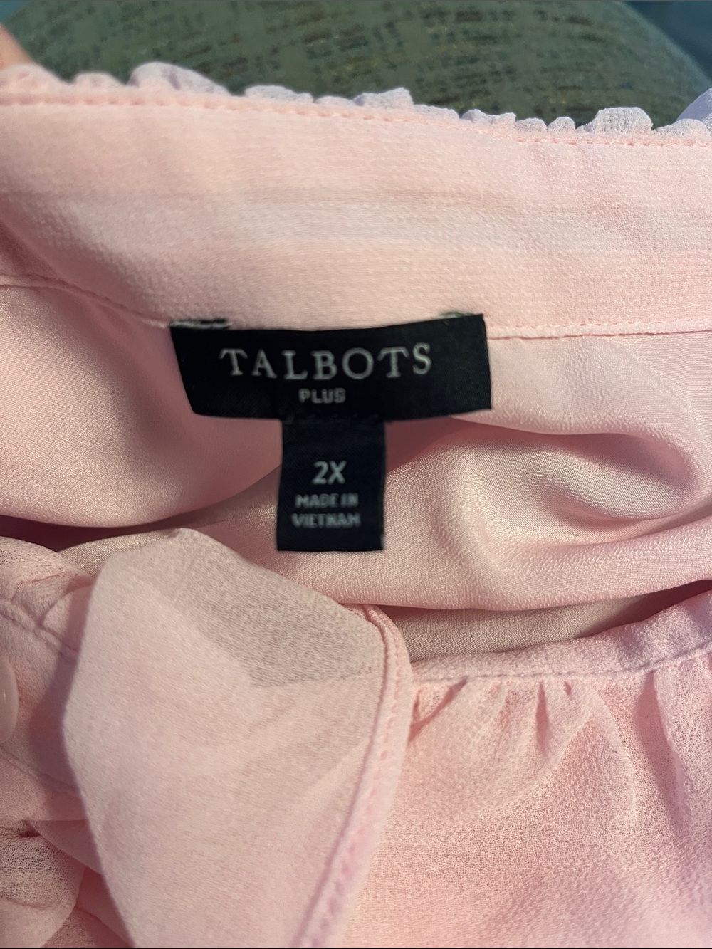 Talbots Light Pink Ruffle Front Blouse - Picture 3 of 6